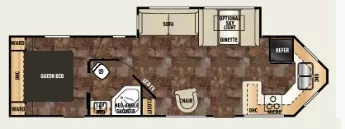 33' 2016 Forest River Cherokee 274VFK w/Slide Floorplan