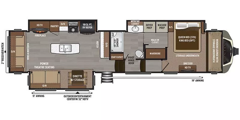 40' 2019 Keystone Montana 20th Anniversary 3810MS w/3 Slides Floorplan