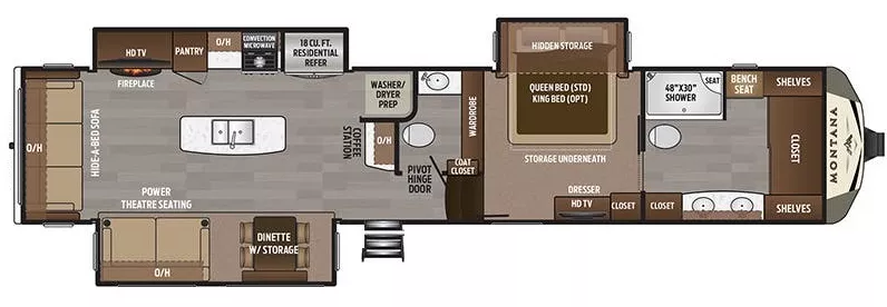 41' 2019 Keystone Montana Legacy 25th Anniv 3931FB w/3 Slides Floorplan