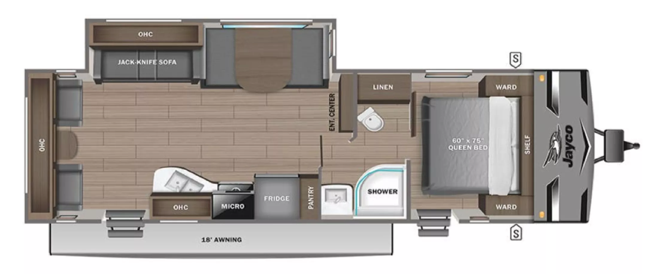 31' 2023 Jayco Jay Flight 265RLS w/Slide Floorplan