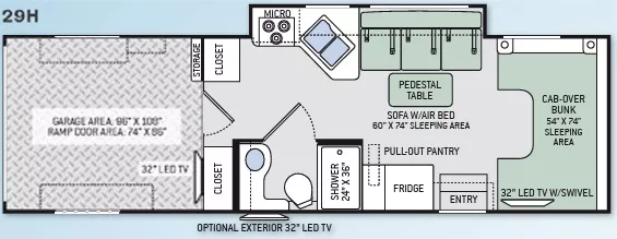 30' 2016 Thor Outlaw Series 29H w/Slide Floorplan