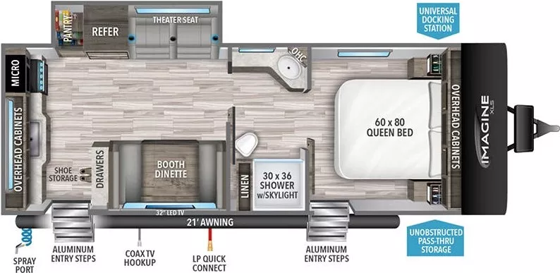 28' 2023 Grand Design Imagine Xls 23LDE w/Slide Floorplan