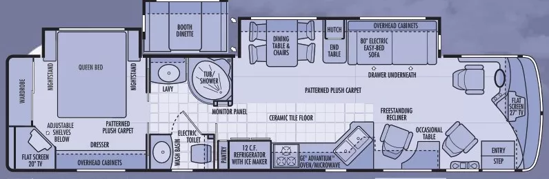 40' 2003 National RV Islander 9402 400hp Cummins w/2 Slides Floorplan