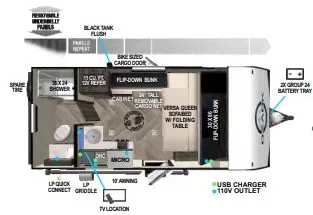 19' 2022 Forest River Ozark Lite 1530VBK - Bunk House Floorplan