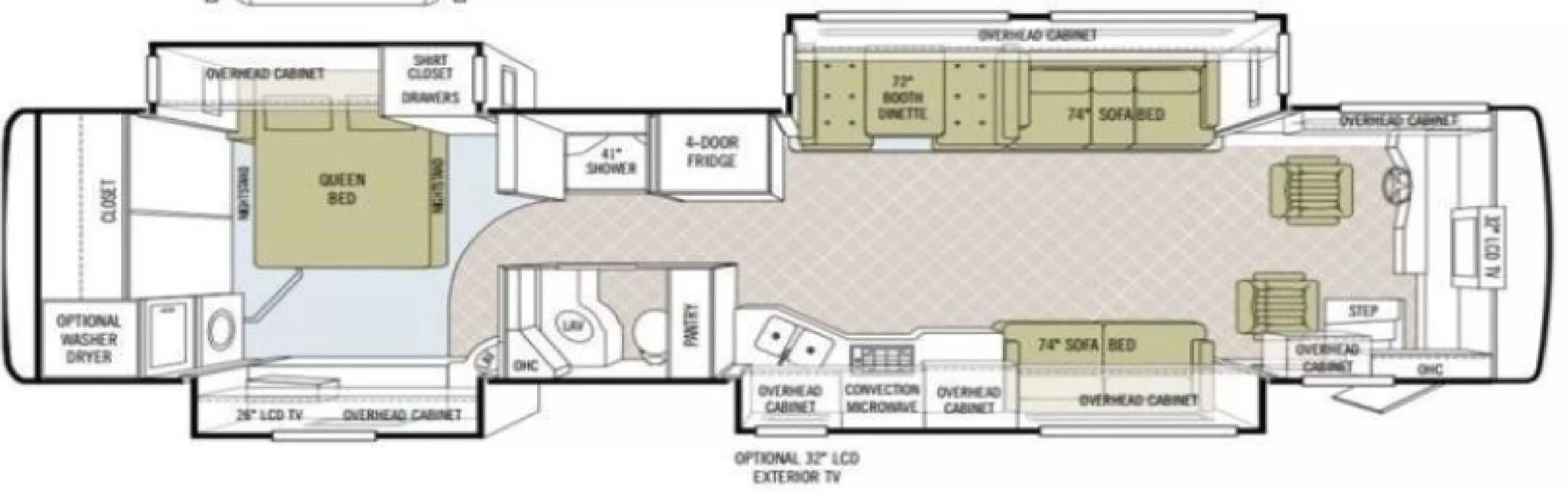 40' 2007 Tiffin Phaeton 40QSH 350hp Caterpillar w/4 Slides Floorplan