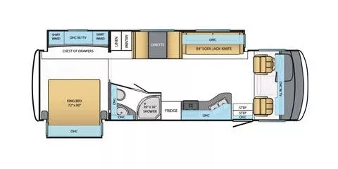 32' 2014 Newmar Bay Star 3124 w/2 Slides Floorplan