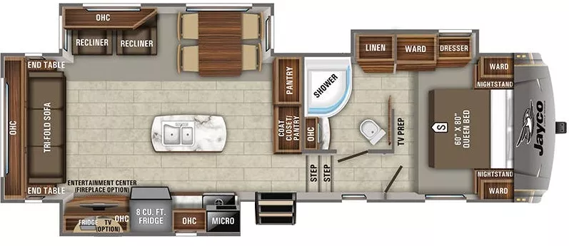 33' 2020 Jayco Eagle Ht 28.5RSTS w/3 Slides Floorplan