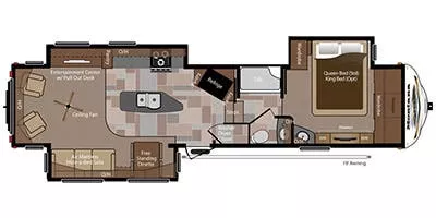 40' 2014 Keystone Montana Paramount M3582RL w/3 Slides Floorplan