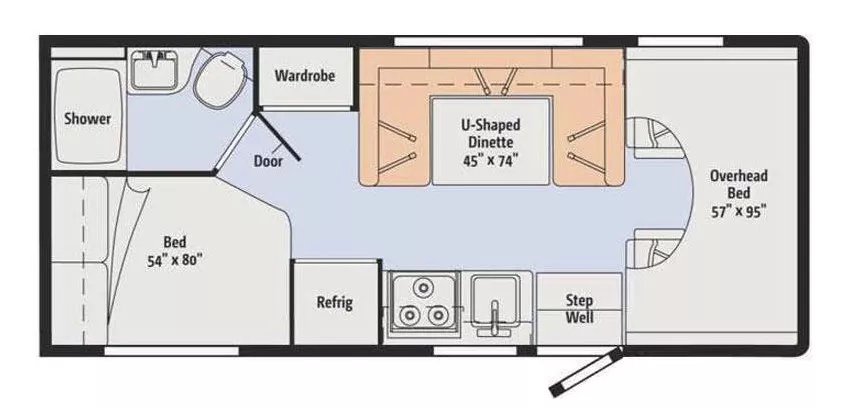 24' 2018 Winnebago Minnie Winnie 22R Floorplan