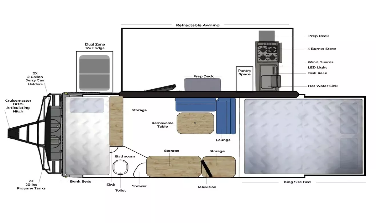 20' 2025 Opus Camper Opus OP15 w/Slide Floorplan