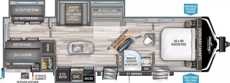 37' 2021 Grand Design Imagine 3250BH w/3 Slides - Bunk House Floorplan