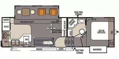 31' 2015 Forest River Signature Ultra Light 8280WS w/2 Slides Floorplan