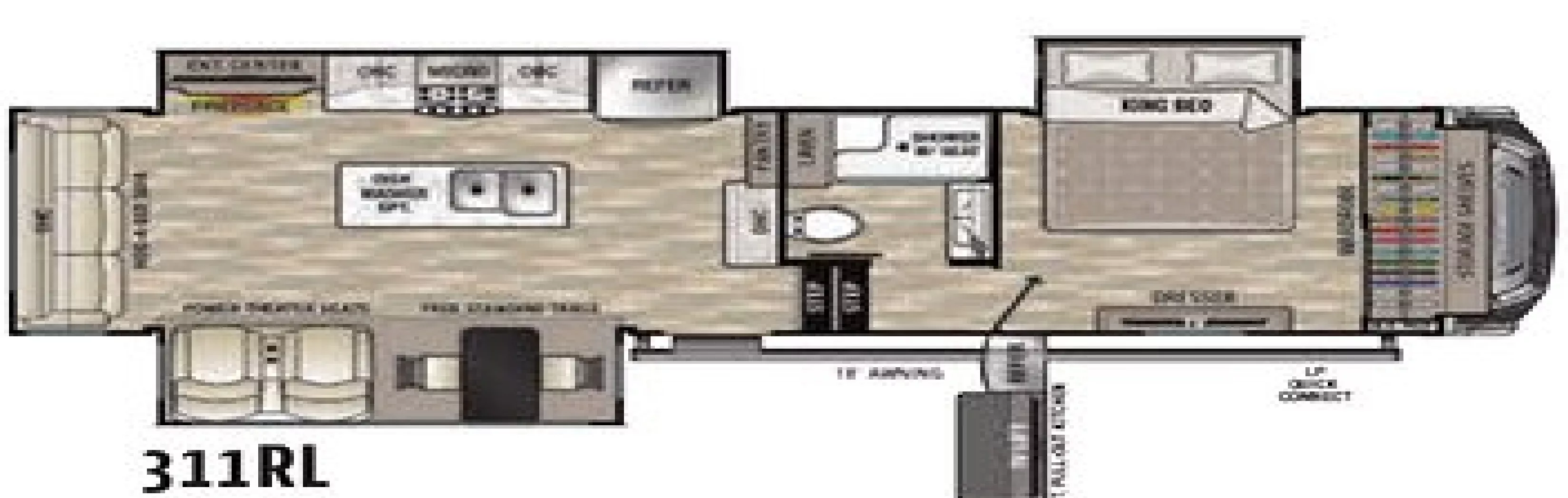 35' 2021 Keystone Cedar Creek 311RL w/3 Slides Floorplan