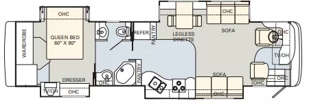 40' 2005 Monaco Diplomat 40PDQ 400hp Cummins w/4 Slides Floorplan