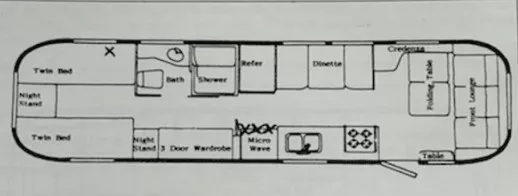 35' 1994 Airstream Excella 35 Floorplan