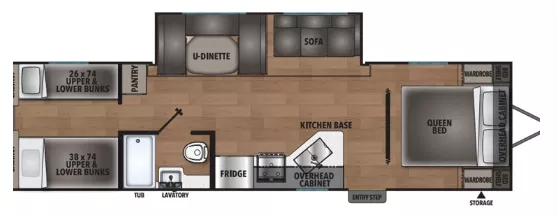 35' 2025 Forest River Shasta 31QB w/Slide - Bunk House Floorplan