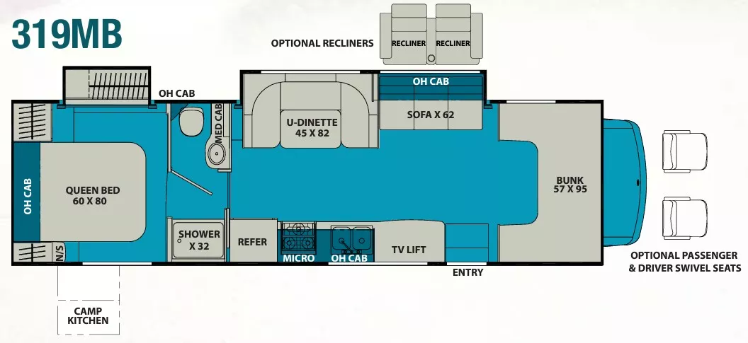 33' 2017 Forest River Leprechaun 319MB w/2 Slides Floorplan