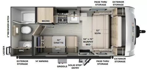 20' 2024 Forest River Geo Pro G19FD Floorplan