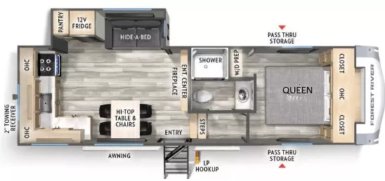 29' 2025 Forest River Wildcat 23RK w/Slide Floorplan