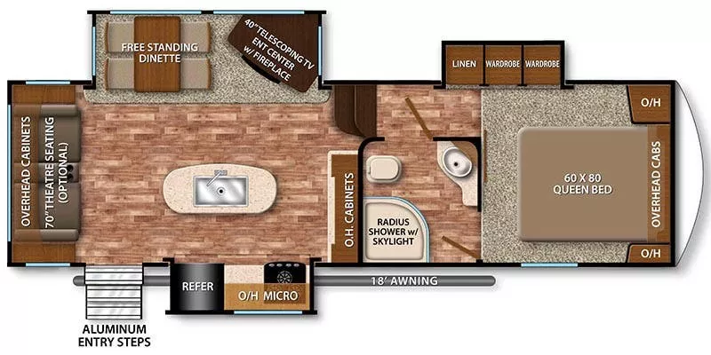 30' 2017 Grand Design Reflection 26RL w/2 Slides Floorplan