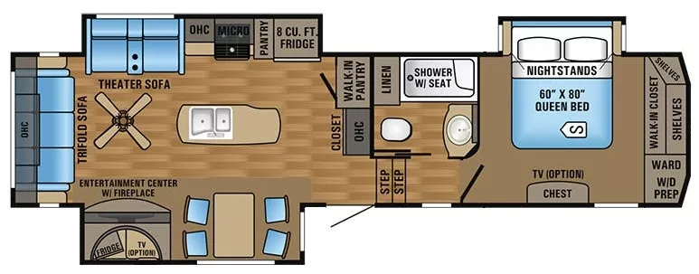 36' 2017 Jayco Eagle 317RLOK w/3 Slides Floorplan