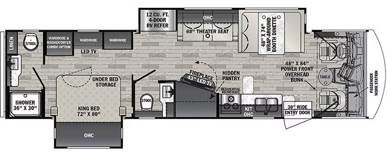 36' 2023 Forest River Fr3 34DS w/2 Slides Floorplan