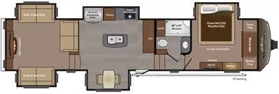 41' 2016 Keystone Montana 3791RD w/5 Slides Floorplan