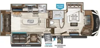 35' 2018 Grand Design Solitude 310GK w/3 Slides Floorplan