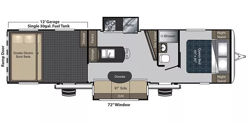 37' 2016 Keystone Carbon Toy Hauler 35 w/2 Slides & Generator  - Toy Hauler Floorplan