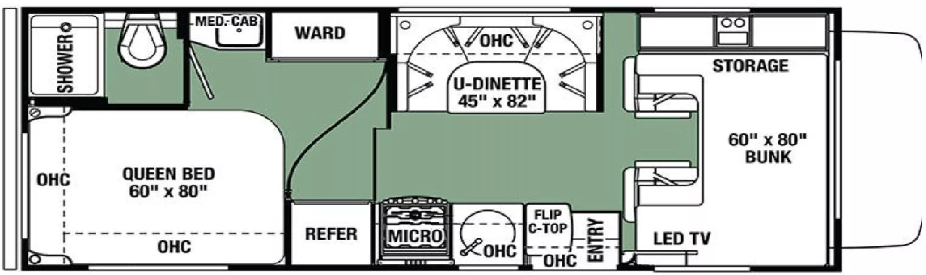 26' 2018 Forest River Sunseeker 2350LE Floorplan