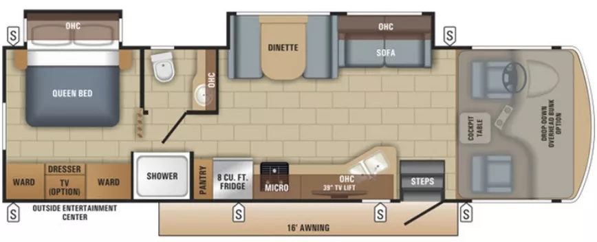 32' 2018 Jayco Alante 31V w/2 Slides Floorplan