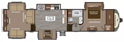 40' 2018 Keystone Montana 3791RD w/5 Slides Floorplan