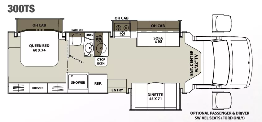 30' 2018 Coachmen Concord 300TS w/3 Slides Floorplan