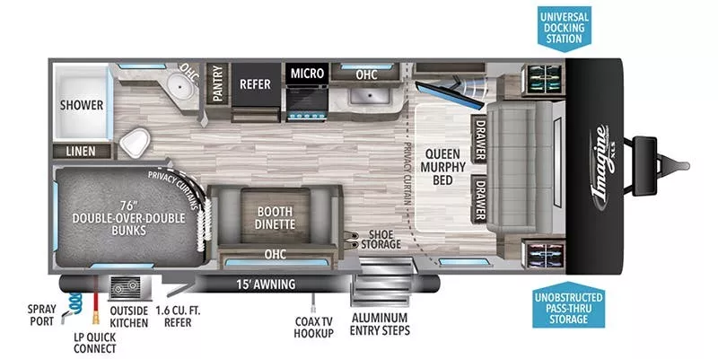 25' 2022 Grand Design Imagine Xls 21BHE - Bunk House Floorplan