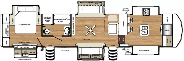 41' 2019 Forest River Sierra 38FKOK w/6 Slides Floorplan