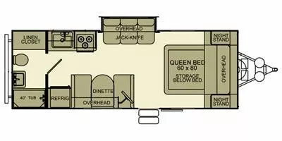 27' 2012 Evergreen RV Ever Lite 27RB w/Slide Floorplan