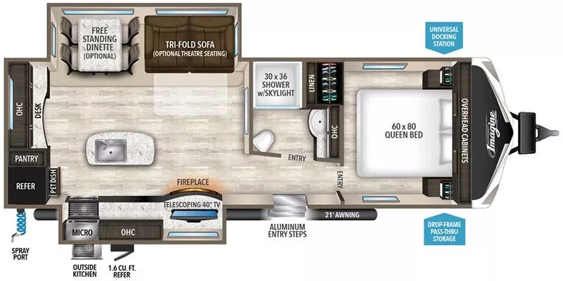 32' 2018 Grand Design Imagine 2670MK w/2 Slides Floorplan