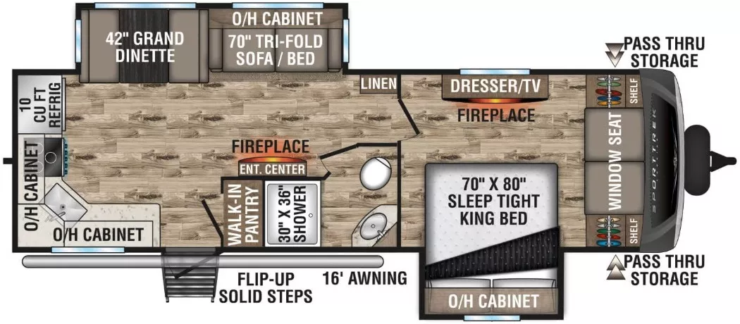 31' 2021 Venture RV Sporttrek 272VRK w/2 Slides Floorplan