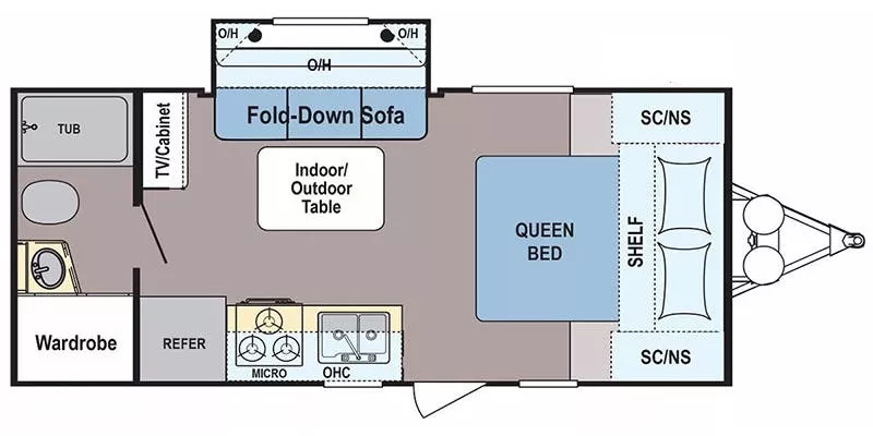 23' 2018 Dutchmen Coleman Light 1805RB w/Slide Floorplan