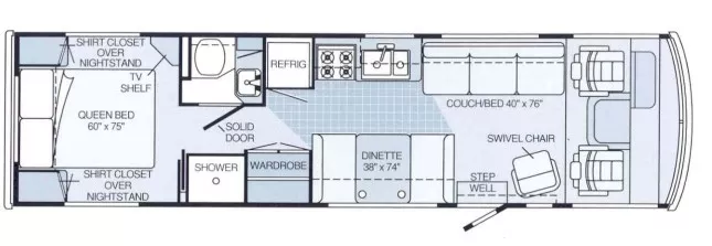 32' 1994 Winnebago Itasca M-31RQ Floorplan