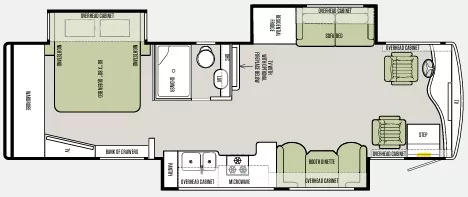 34' 2019 Tiffin Breeze 33BR 275hp Cummins w/3 Slides Floorplan