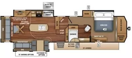 41' 2018 Jayco Pinnacle 37RSTS w/3 Slides Floorplan