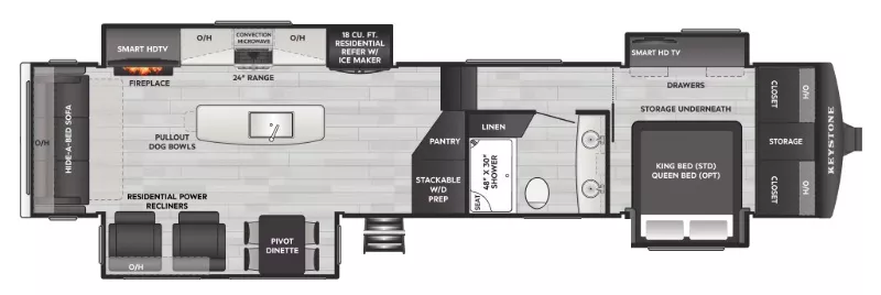 41' 2022 Keystone Montana 3781RL w/4 Slides Floorplan