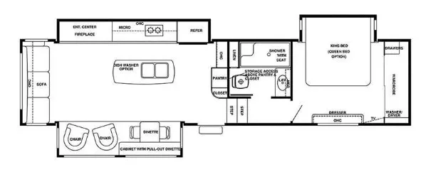 40' 2016 Forest River Riverstone Legacy 38TS w/3 Slides Floorplan