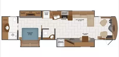 41' 2019 Fleetwood Discovery Lxe 40D 380hp Cummins w/3 Slides Floorplan