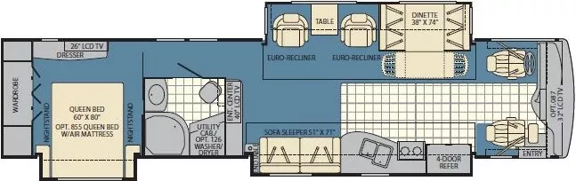 42' 2009 Fleetwood Providence 40X 360hp Cummins w/3 Slides Floorplan