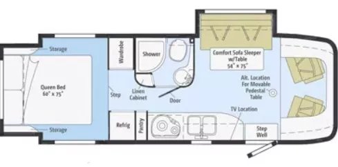 25' 2015 Winnebago View 24G w/2 Slides Floorplan