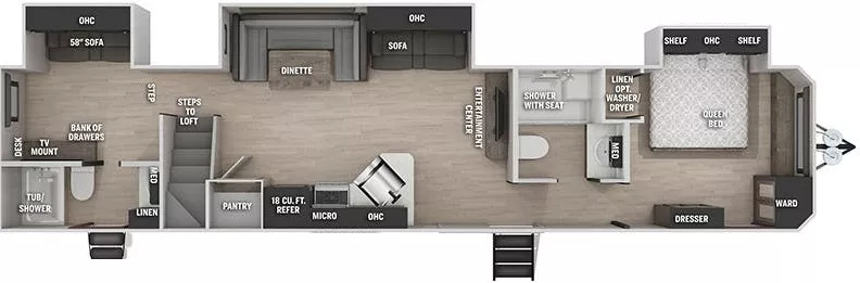 42' 2021 Forest River Cherokee 39CA w/3 Slides - Bunk House Floorplan