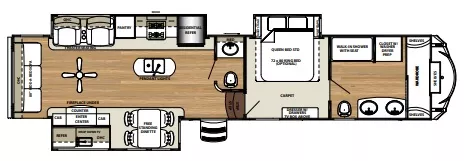 42' 2017 Forest River Sandpiper 378FB w/3 Slides Floorplan