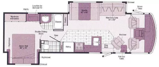 33' 2004 Winnebago Brave 32V w/2 Slides Floorplan